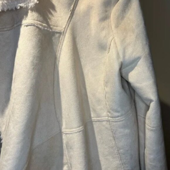 River Island Suedette Borg Lined Waterfall Open Jacket -XL in Cream -Stock Photo - Picture 7 of 7
